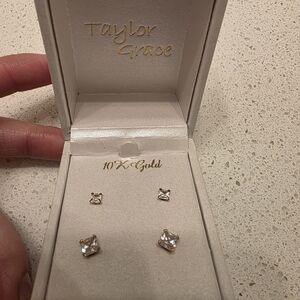 10K Gold Crystal Stud Earrings